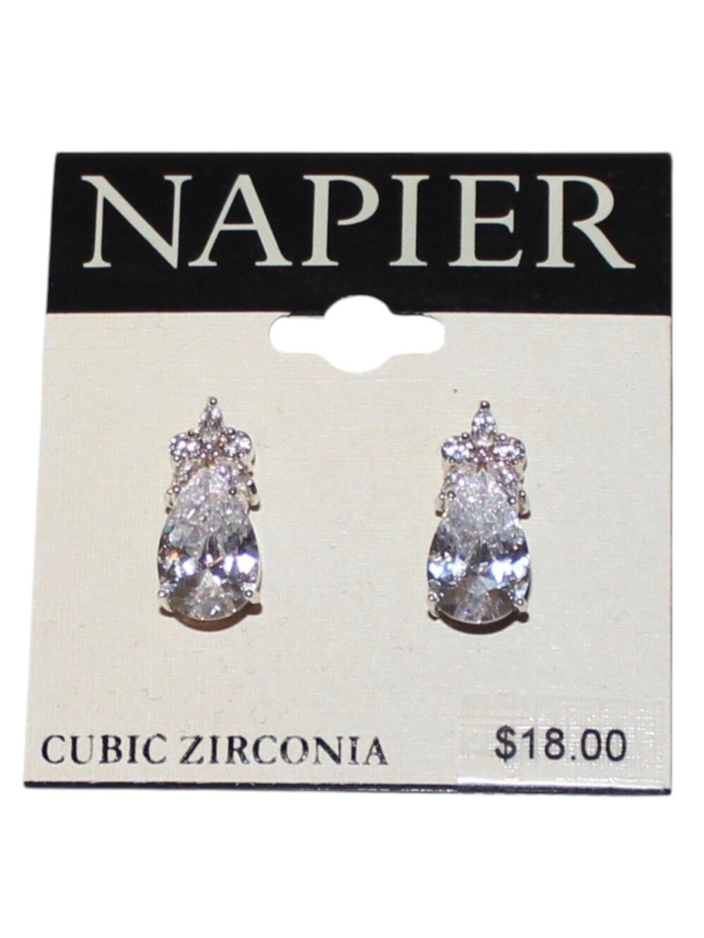 Napier Teardrop Shaped Earrings NWT Crystal